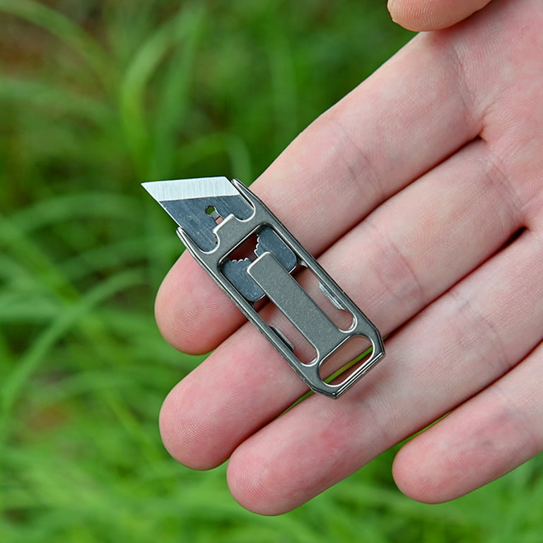 Porfeet Mini Knife Small Sharp Cutter Titanium Alloy Box Cutter Utility  Knife for Every Day Carry,Golden 