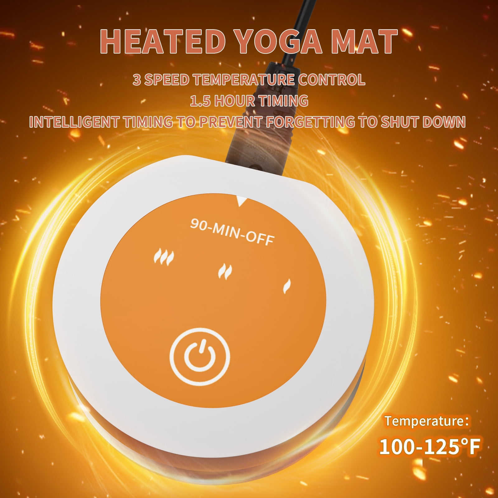 4W Heating TPE Non-Slip thick Yoga Mat for Home Workout, 3-Level Adjustable Constant Temperature (Beige)