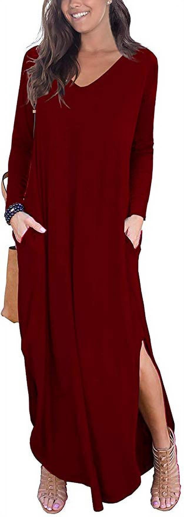 Women's Casual Loose Pocket Long Dress 
