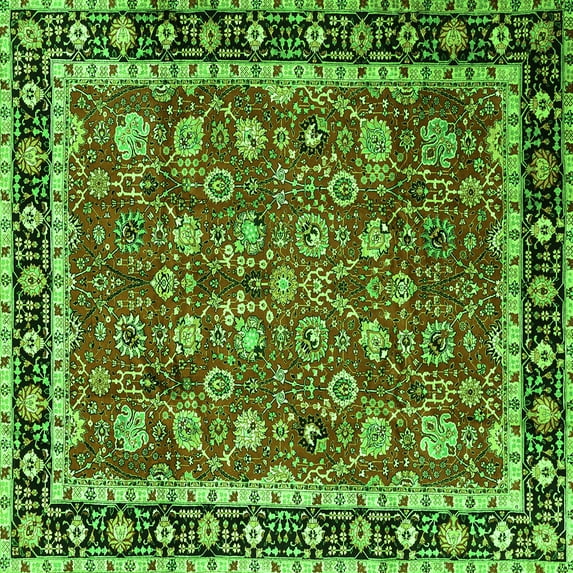 Ahgly Company Indoor Square Persian Green Traditional Area Rugs, 4' Square