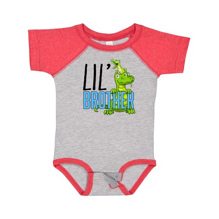 

Inktastic Lil Brother with Cute Green Alligators Boys or Girls Baby Bodysuit