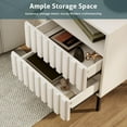 thumbnail image 4 of UEV Beige Fluted Nightstand Set of 2, Modern Nightstand with 2 Drawers, Wooden End Table with Storage for Small Spaces, Side Table for Bedroom, Couch, Home Office, 4 of 13