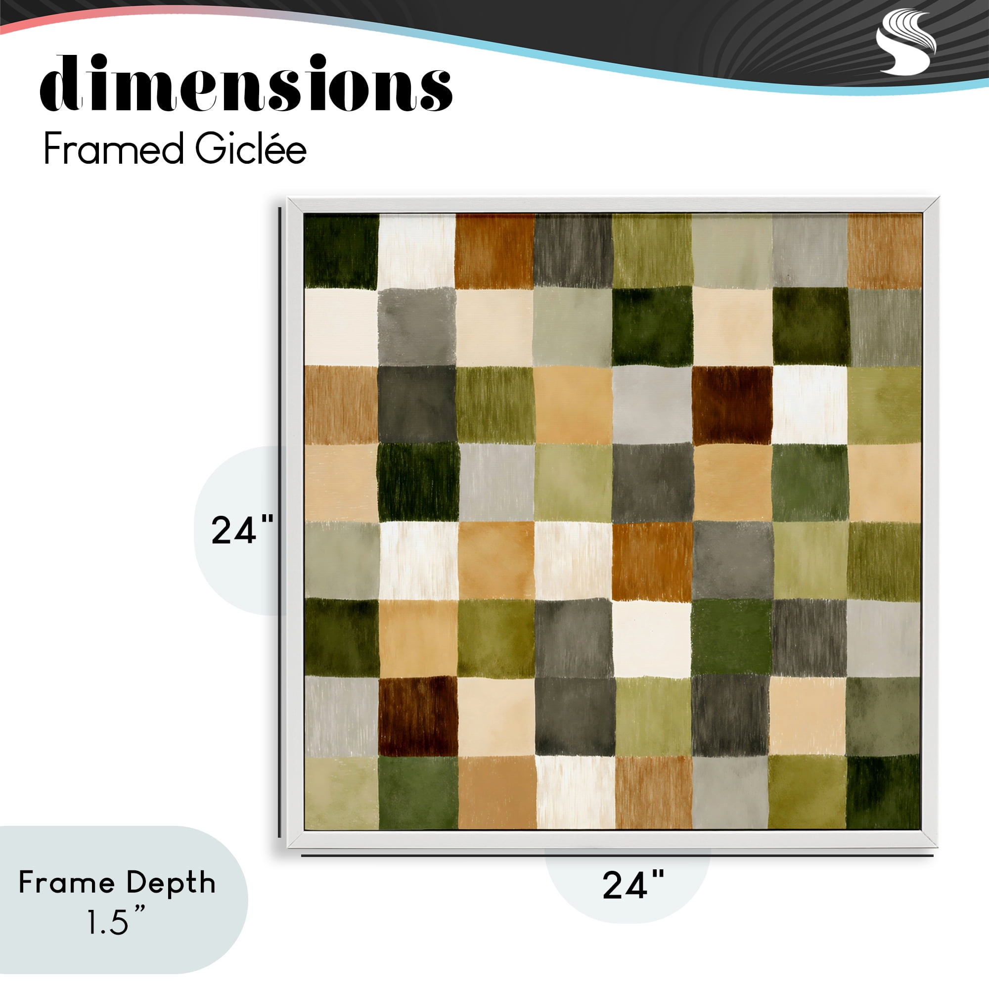 Stupell Industries Checkered Earth Tones White Framed Giclee Art, design by Petal Prints Design