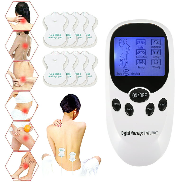 Ztoo Electric Muscle Stimulation Massager Tens Unit Machine 6 Modes Body Massager Digital Acupuncture Therapy Device Electric Pulse, White