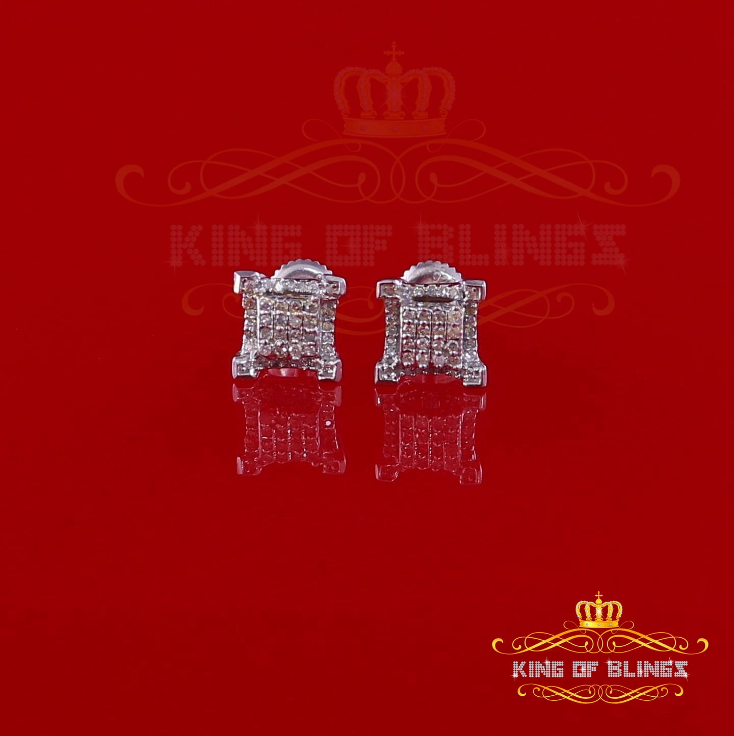 King of Bling's Aretes Para 925 Sterling White Silver 0.20ct Diamond Women & Men Stud Earrings