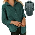 thumbnail image 4 of Baqcunre Cardigan For Women Women'S Denim Shirt Loose Double Pocket Long Sleeved Versatile Casual Coat Shirt Womens Fall Tops Winter Coats For Women Green 2 XXL, 4 of 7