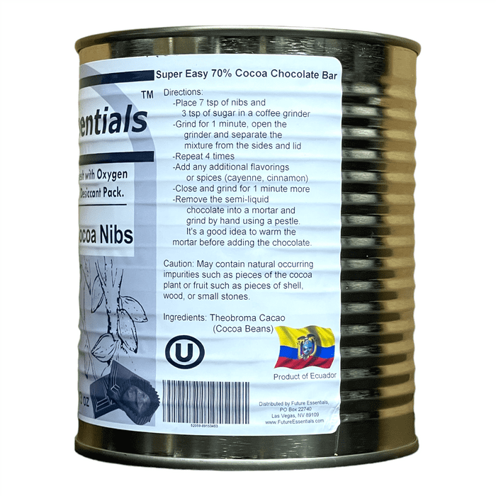 12 Cans Pack - Future Essentials Canned Roasted Cocoa Nibs Emergency Survival Emergency Food Supply, Freeze-Dried Survival-Food Disaster Kit, Camping Food, Shelf Life 10 Years #2.5 / 13oz/Can