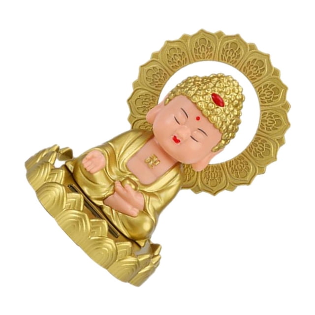 pitrice Solar Mini Buddha Statue Nodding Figurine Car Decor Office D Ornament Style Home Style B