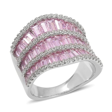 Pink Zircon Ring - Cluster Ring Cubic Zircon Pink Cubic Zirconia CZ Ct 5.2