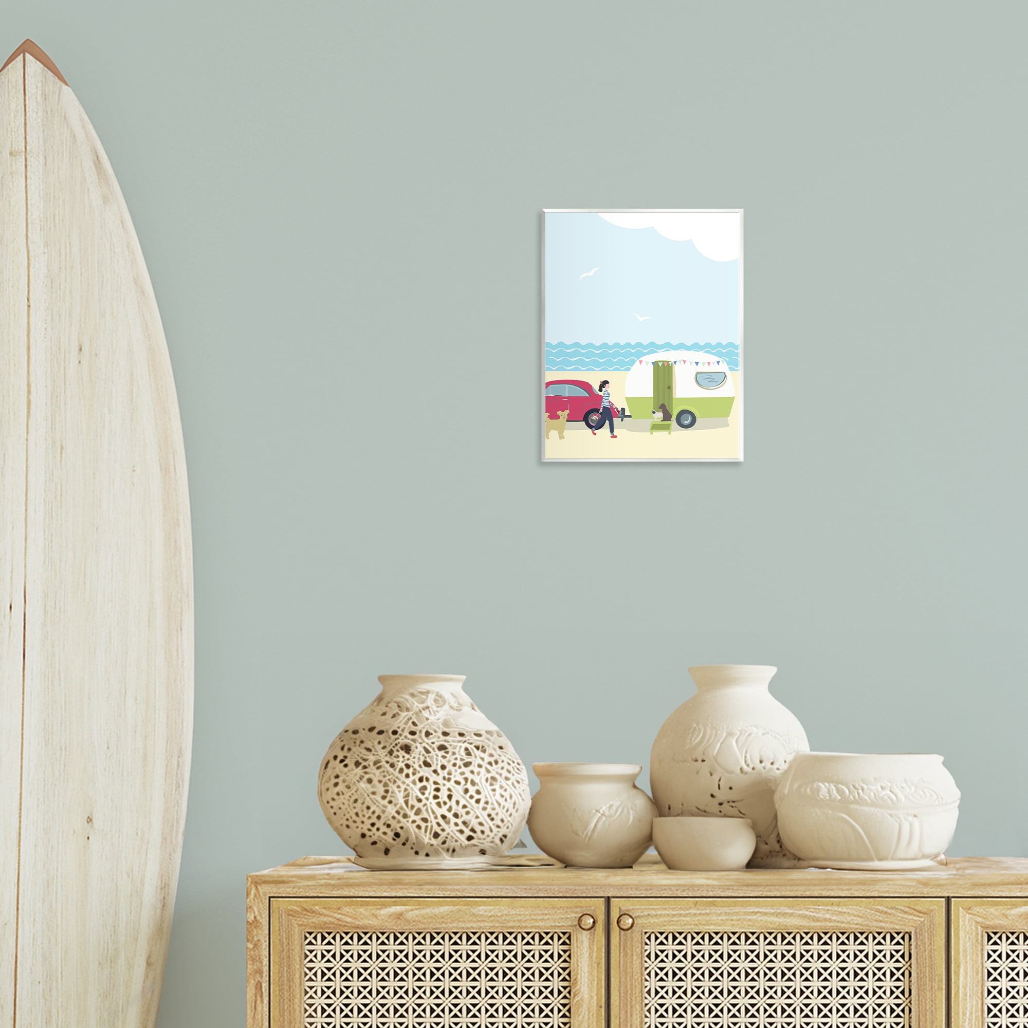 Stupell Industries Beach Day with Dogs Nautical & Beach Painting Unframed Art Print Wall Art, 11 x 14