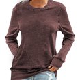 thumbnail image 1 of PEASKJP Chandail en Molleton Décontracté à Col Rond pour Femmes Manches Longues Couleur Unie Chemise Douce Légère Ample (TG, Rouge), 1 of 3