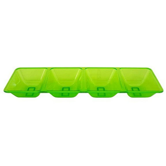 1 - Party Essentials 4 Compartment Rectangular Tray - Neon Green