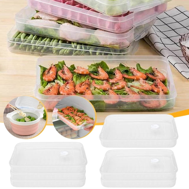 Stackable Refrigerator Organizer Bins with Lids - 3-Layer Clear Plastic Food Storage Containers for Freezer and Kitchen