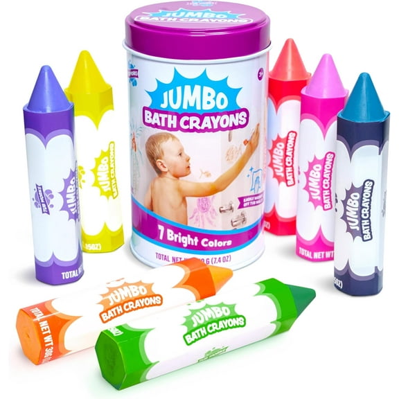 Tub Works Jumbo Bath Crayons Bath Toy, Large, Easy-Grip Washable Bathtub Crayons for Toddlers & Kids