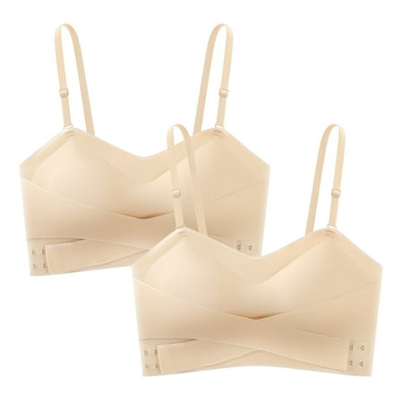 

CLZOUD Lively Bras for Women Beige Polyester Womens 2PCS Non Slip Front Buckle Detachable Shoulder Strap Bra Chest Pad Underwear L