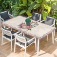 thumbnail image 2 of Easter Bunny Roses Table Cloths for 3 Foot Rectangle Tables, Pink Floral Spring Linen Patio Waterproof Elastic Fitted Tablecloths, Washable Rectangular Table Cover for Camping, 2 of 8
