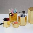 thumbnail image 4 of KCGANI Hexagonal Acrylic Stands for Display, Golden Mirror Nesting Risers Stands Tabletop Display Shelf with Hollow Bottom, Combination Riser and Storage Bins for Party Cake Jewelry Figures, 6 Sizes, 4 of 7