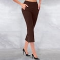 thumbnail image 5 of Uqiangy Capri Pants for Women Dressy Pull On Stretch High Waisted Crop Work Leggings with Pockets igh Waisted Pull On Dress Pants Slim Straight Leg Stretchy Waist Capris Trousers Pants Brown XL, 5 of 6