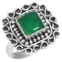 925 Sterling Silver Women Jewelry Green Onyx Ring