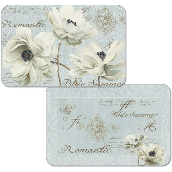 First Dawn Wipe-Clean Reversible Decofoam Placemats, Blue Summer, Set of 2, Made in The USA