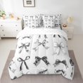 thumbnail image 2 of Manfei Cartoon Ribbon Bed in a Bag King size, Princess Grey Bow Bed Set, Cute Bowknot Reversible Bedding King Size, Breathable Room Decorative, 7pcs, 2 of 6