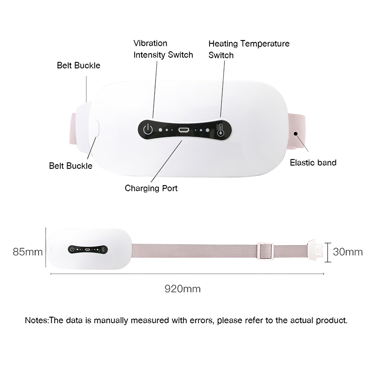 Shimsol Portable Cordless Heating Pad For Period Cramps Back Pain Relief,  3S Fast Magnetic Therapy Heating pad with 3 Heat Level 3 Vibration Modes