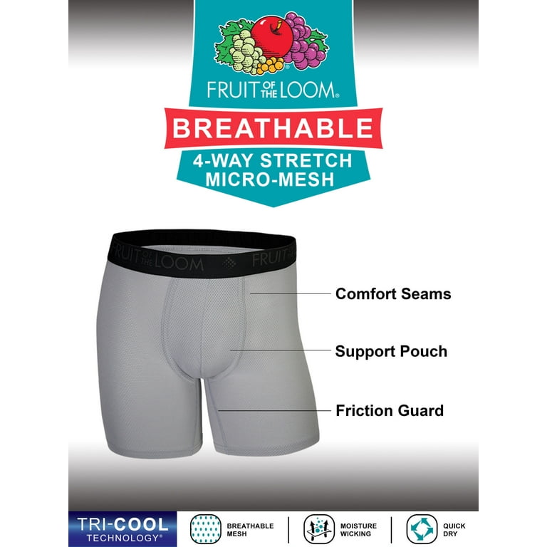 Fruit of the Loom Men's Breathable Short Leg Boxer Briefs (3 Pair Pack)