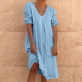 thumbnail image 2 of Fashion Plus Size Beach Dresses for Womens 2025 Cotton And Linen Short Sleeved V-neck Short Sleeved Jumpsuit Long Skirt, 2 of 6