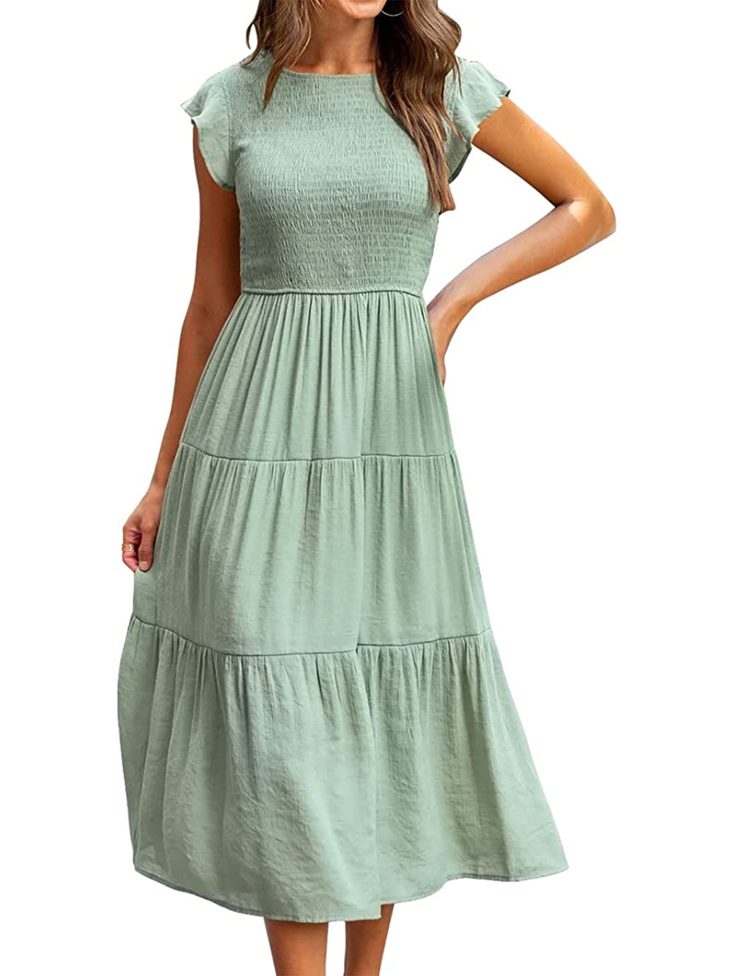 Get Great Savings Summer Dresses for Women's 2022 Casual Flutter Short ...