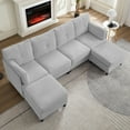 thumbnail image 5 of MUZZ U Shaped Sectional Sofa, 6-Seats Modular Sofa with Chaises, Corduroy Sofa for Living Room, Light Grey, 5 of 8