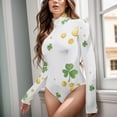 thumbnail image 6 of St. Patrick Leaves Coins Women's Bodysuit Jumpsuit Mock Turtle Neck Long Sleeve TopsOne Piece Leotards Shirt Yoga Outfits, 6 of 8