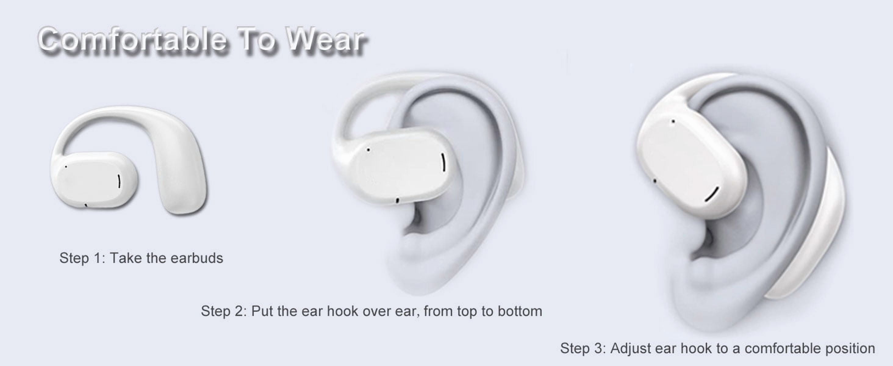 Wireless Ear-hook OWS Earphones Bluetooth Earbuds for iPhone 15/16/Plus/Pro/Pro Max/16e - Over the Ear Headphones True Stereo Charging Case Hands-free Mic Headset