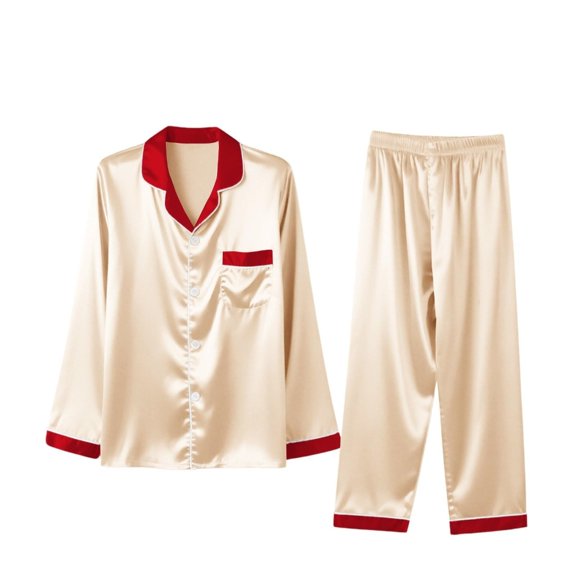 Family Christmas Pajamas Matching Sets Silk Satin Plus Size Casual Matching Set for Family