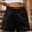 Black, variant on Pull On Jean Shorts For Women Shorts For Teens Mid Waist Rise Outdoor Activity Solid Black L