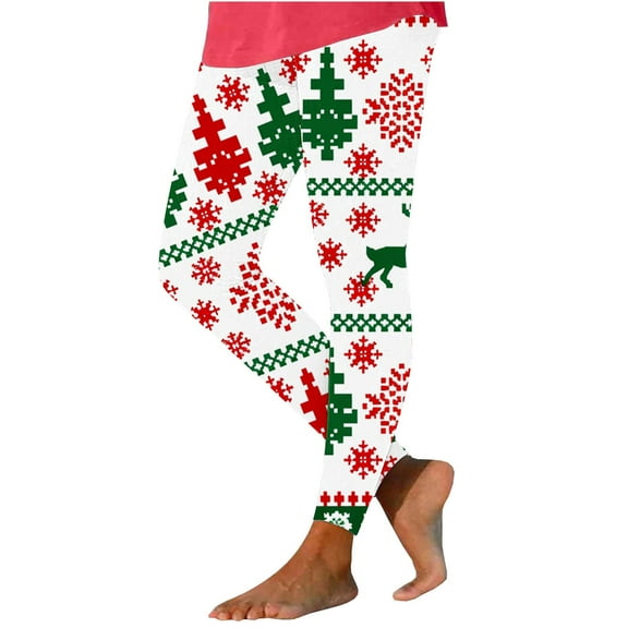 JingHai Christmas Leggings for Women 2024 Xmas 3D Graphic Warm Leggings Athletic High Waisted Yoga Pants Holiday Leggings Tights-Multicolor XXL