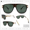thumbnail image 2 of Polarized Mogul Mobster Flat Top Racer Mafia Plastic Fashion Sunglasses Tortoise Gold - Green, 2 of 8