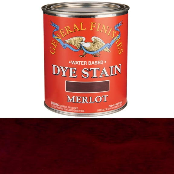 1 qt General Finishes DQT Merlot Dye Stain Water-Based Wood Stain