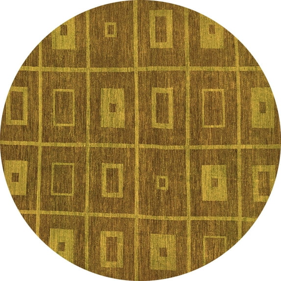 Ahgly Company Indoor Round Abstract Orange Modern Area Rugs, 8' Round