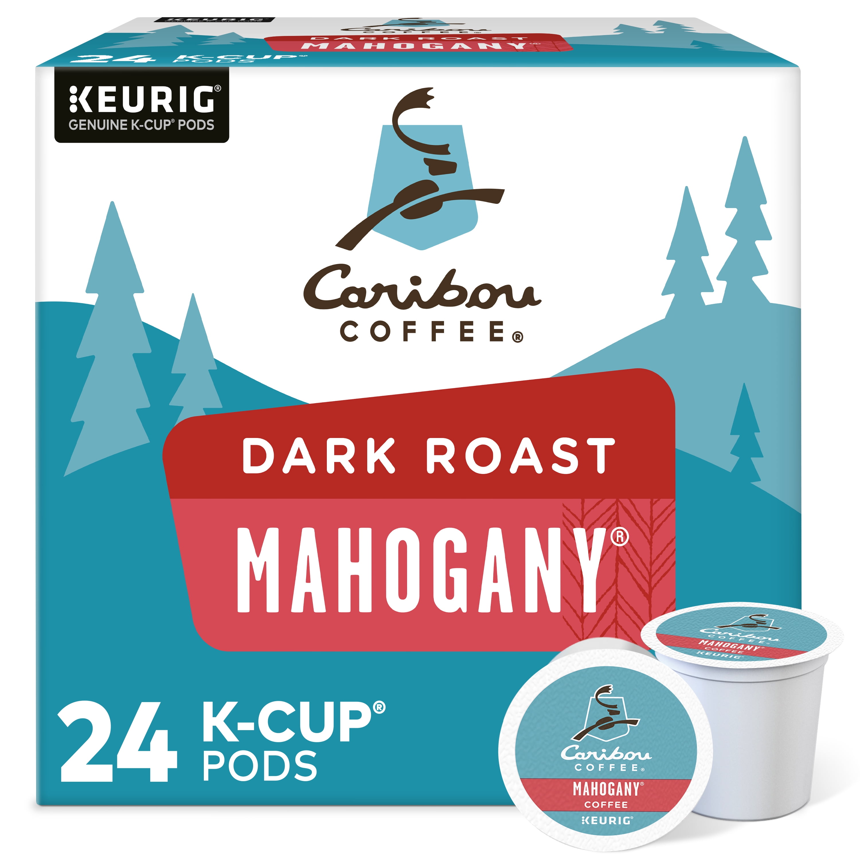 Photo 1 of 4PCS OF Caribou Coffee Mahogany Keurig Single-Serve K-Cup Pods, Dark Roast Coffee, 24 Count, EXP JUN2023