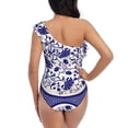 thumbnail image 5 of Gaeub Blue And White Porcelain Pattern Women's One Shoulder Ruffle Tummy Control Swimwear for Swimming Surfing Beach Party - XX-Large, 5 of 8