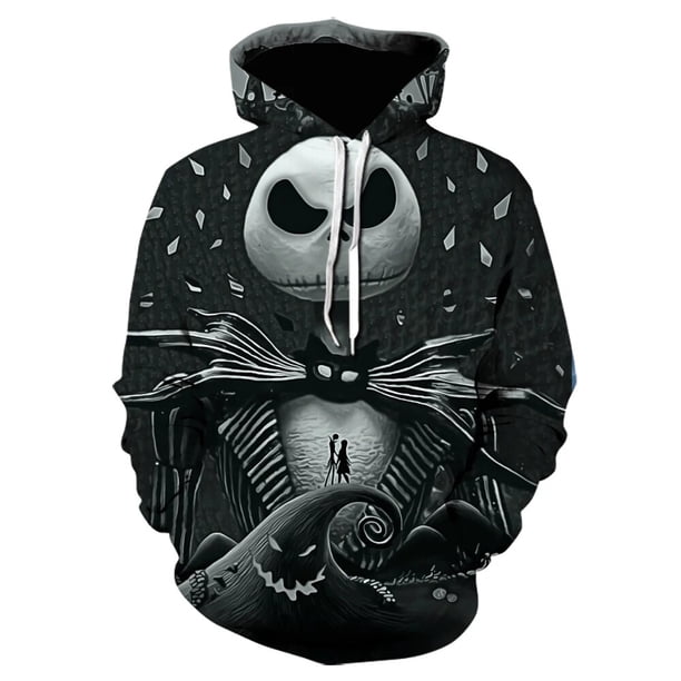 Sudaderas con capucha con estampado 3D de Jack y Sally para hombre y mujer, moda informal, pesadilla antes de Navidad, Sudadera con capucha de terror, 2023