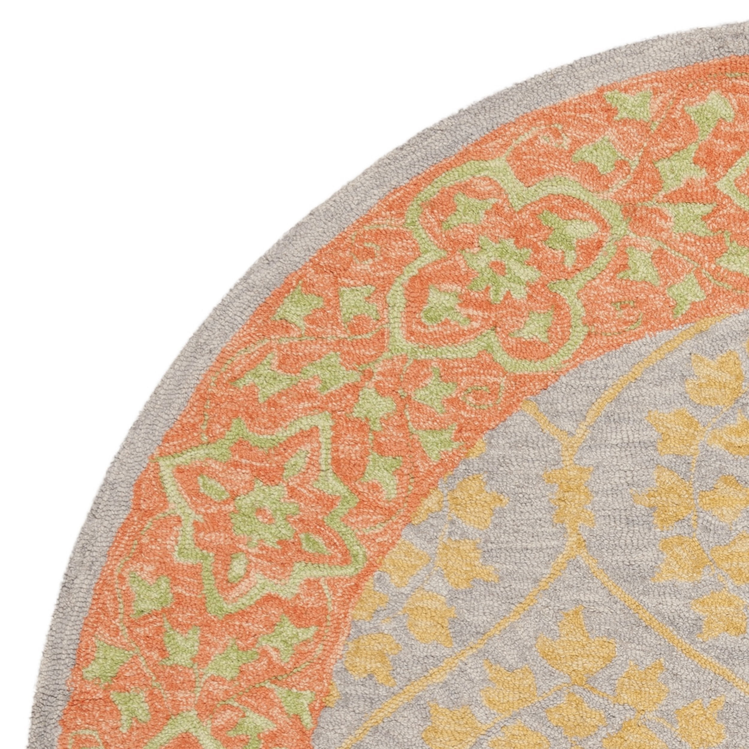 SAFAVIEH Suzani Endika Floral Bordered Area Rug, Orange/Silver, 5' x 5' Round