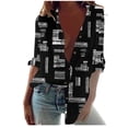 thumbnail image 1 of Blusa informal para mujer, cuello redondo, manga larga, estampado, camisa suelta, tops, botones, cárdigan Pompotops  FGAJ6883, 1 of 5