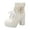 White, variant on Jsaierl Platform Boots for Women, Heeled Combat Boots Chunky Heel Booties Round Toe Lace Up High Heel Ankle Boots
