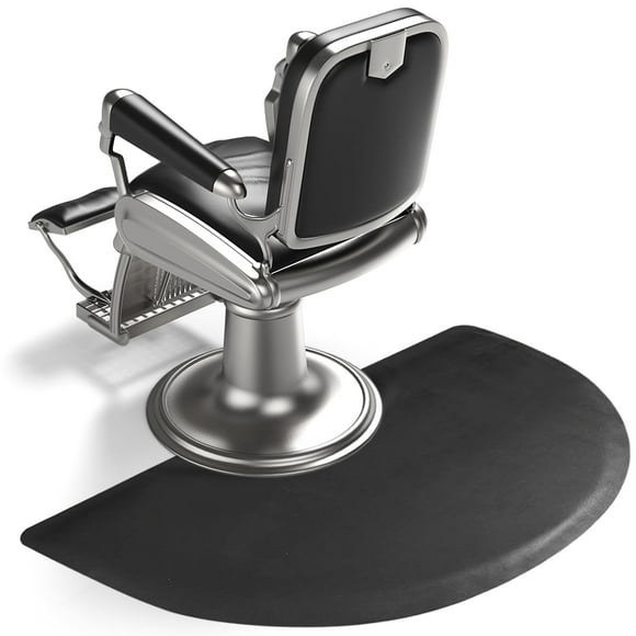 Salon Chair Mat for Barber Shop Anti-Fatigue 3'x5' Salon Floor Mat - Black Semi Circle Salon Mat for Hair Stylist - 1/2" Thick Comfort Floor Mat
