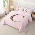 thumbnail image 3 of meiyoeat Leopard Bow Initial C Twin Quilt Set,Pink Print Monogram Design Twin Coverlet Set For Girl,2 Pieces, 3 of 7
