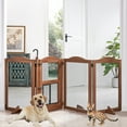 thumbnail image 7 of Unipaws Freestanding Pet Gate with Small Cat Door, Wooden Dog Gates with 3 Support Feet, Walnut, 7 of 7