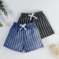 thumbnail image 2 of LIIPEE Girls Boys Casual Shorts 2 Pack Striped Printed Elastic Waist Drawstring Shorts Infant Stylish Fishing Shorts,Blue,9-12 Months, 2 of 8