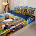 thumbnail image 3 of jejeloiu Cute Puffin Zipper Twin Comforter Sets with Fitted Sheet and 2 Pillowcases Kids,Watercolor Seaside Floral Balloon Party Zipper Bedding Set For Girls,Reversible,4-Piece, 3 of 7
