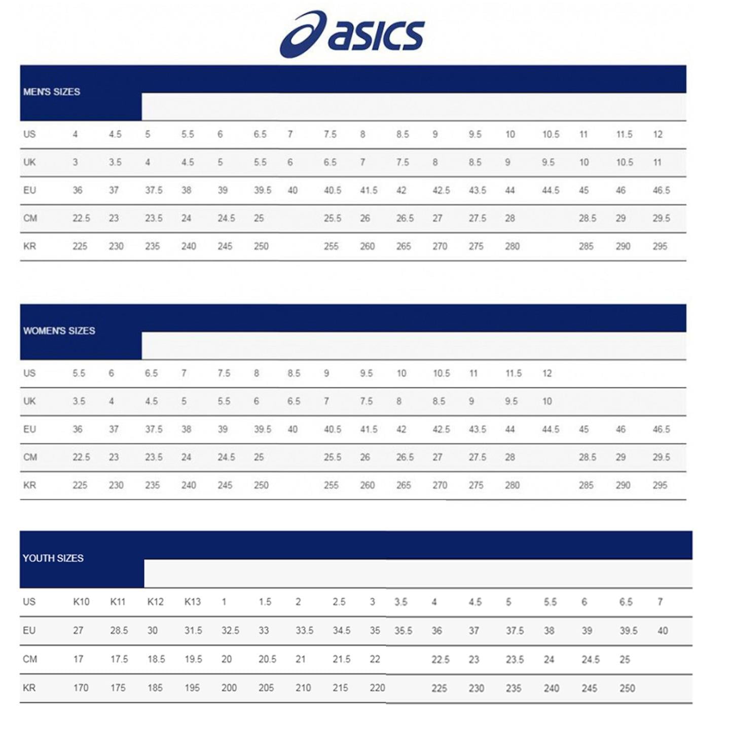 Кроссовки размер 6. Размерная таблица кроссовок асикс. ASICS 10 размер. Обувь асикс размер 10.5. ASICS Size Table.